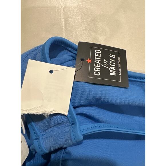 Bar III Textured Tie-Back One-Piece Swimsuit Blue Size Large - Picture 7 of 7